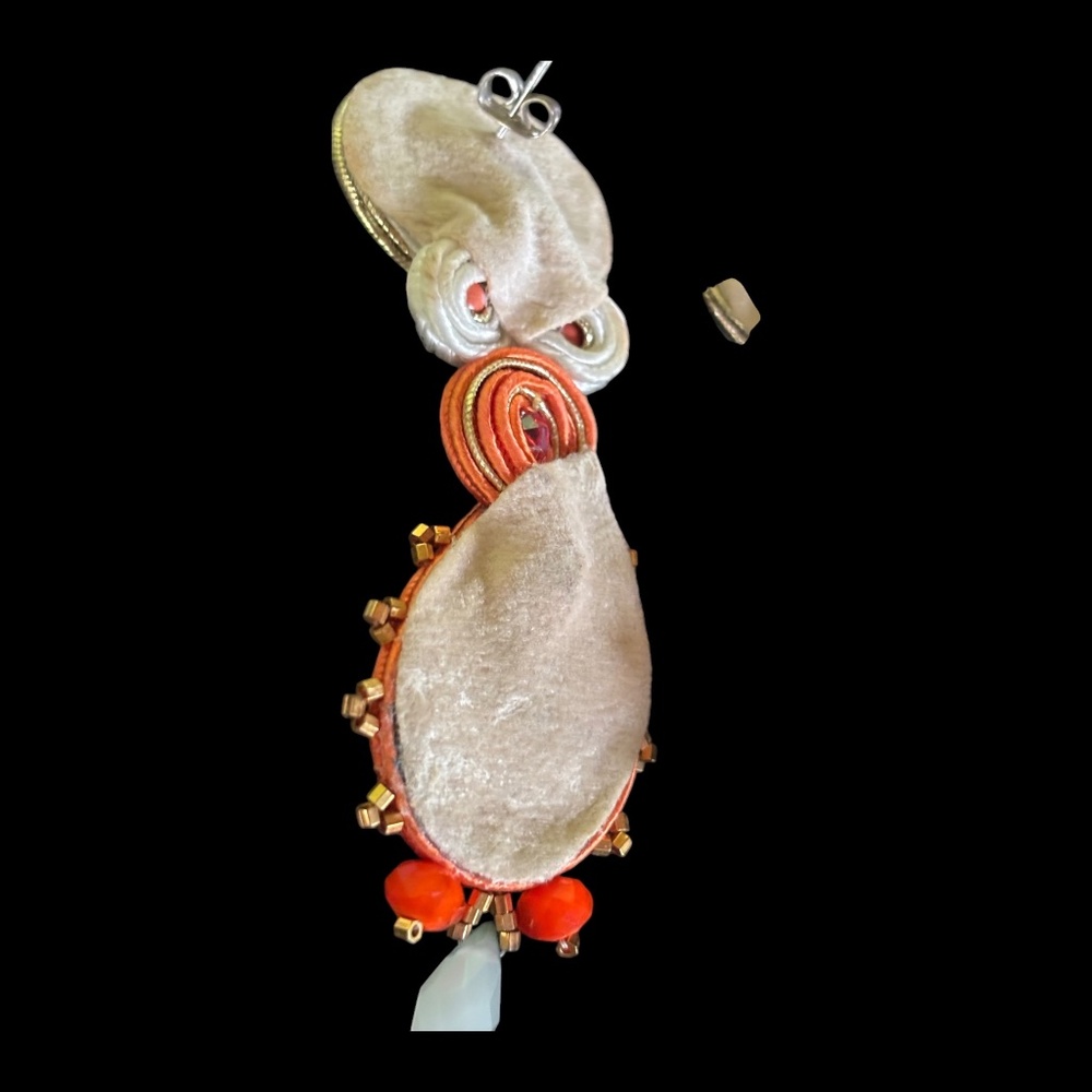 Bohemian Statement Drop Earrings Soutache Shell D… - image 6